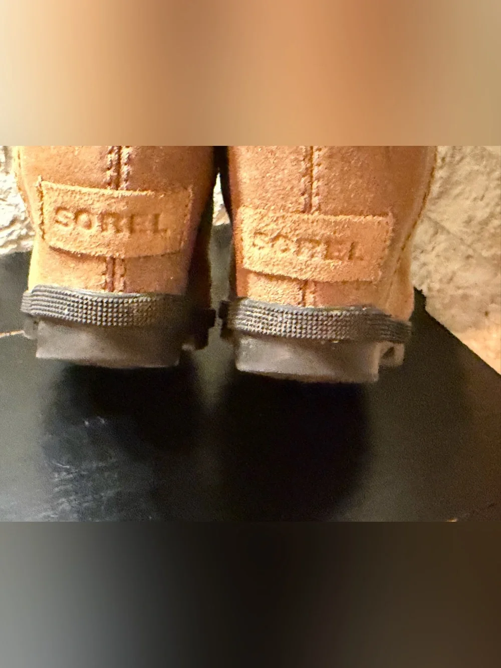 Sorel Joan of Arctic Boot Tan Leather Wedge Heel Lace Up Booties Girls Size 2